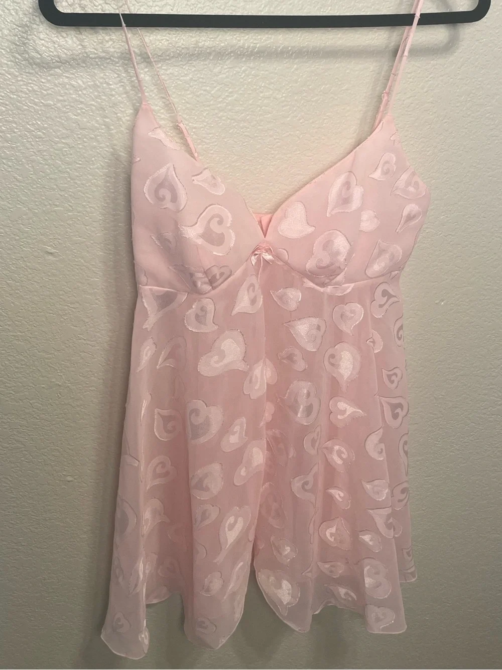 Victoria secret Women's Pink Heart-Print Babydoll Nightdress sexy valentines